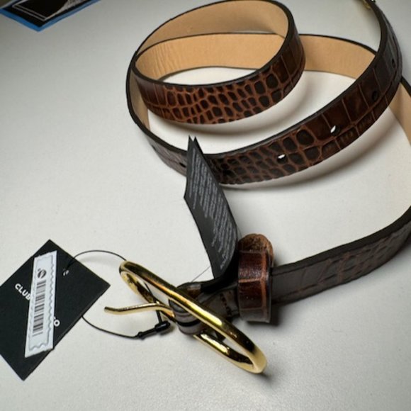 CLUB MONACO Belt! Skinny, Brown, Faux Snakeskin, with Gold Hardware Size Medium main image 4